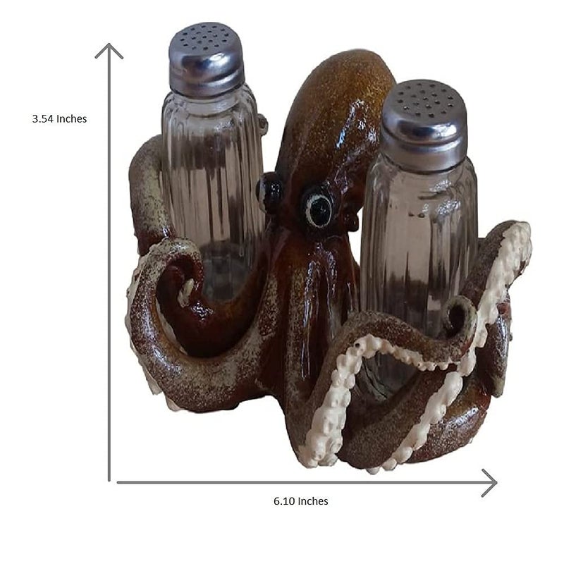 Comfy Hour Western Retro Collection 3" Octopus Salt and Pepper Bottle Holder, Polyresin - Image 1
